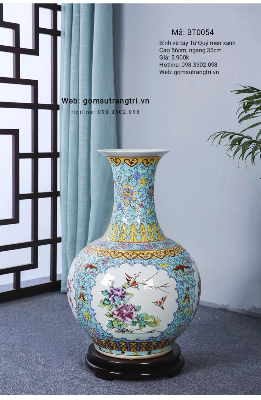 Bình vẽ tay Tứ Quý